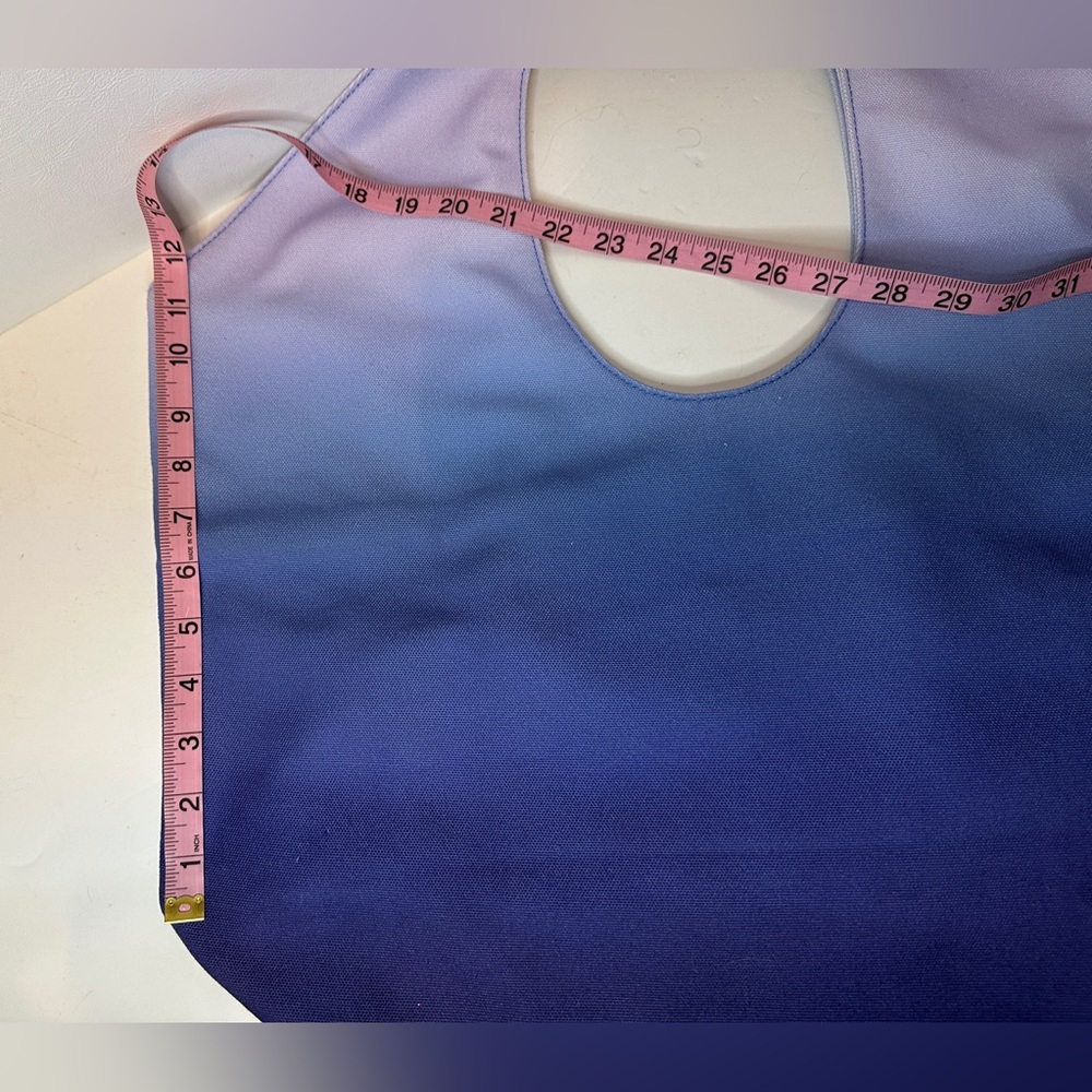 Echo New York Ombre Extra Large Canvas Tote Bag In Shades of Blue/ Lavender - Picture 6 of 7